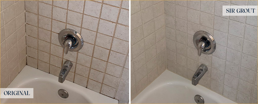 Shower Before and After a Flawless Grout Cleaning in Lawrence, NY